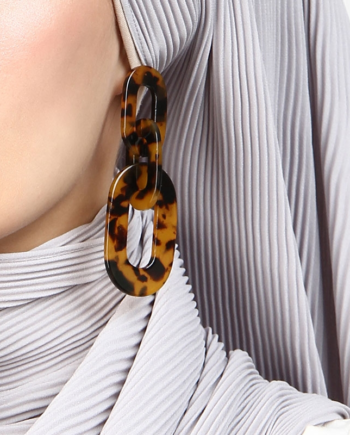 Geometric Charm Earring - Leopard Print