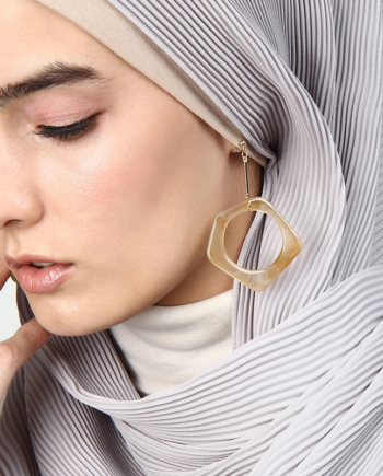 Hexagon Earring - Beige Colour Tortoise Shell
