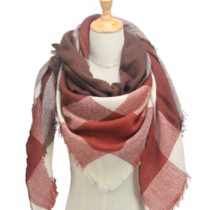 Woolen Brick Red and Coffee Brown Scarf