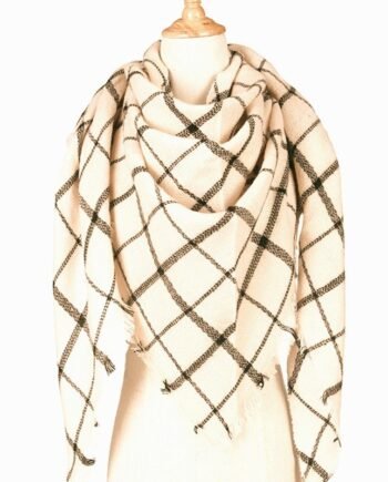 Woolen Beige with Black Lines Scarf