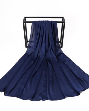 Navy Blue Silk Crepe Scarf