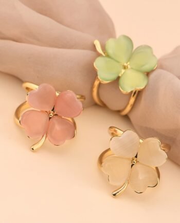 3PCS Minimalist Cat Eye Four-Leaf Clover Scarf Buckle Korean Style Hijab Accessories