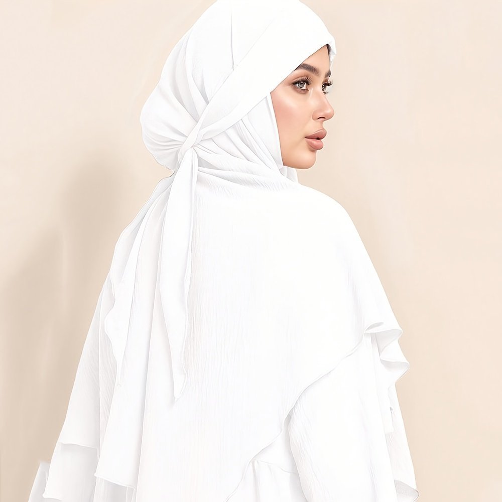 Long Muslimah Prayer Hijab with Tie Ready-to-Wear Headscarf for Abaya