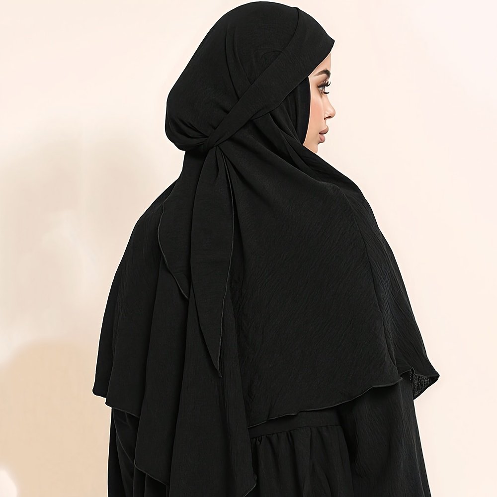Long Muslimah Prayer Hijab with Tie Ready-to-Wear Headscarf for Abaya